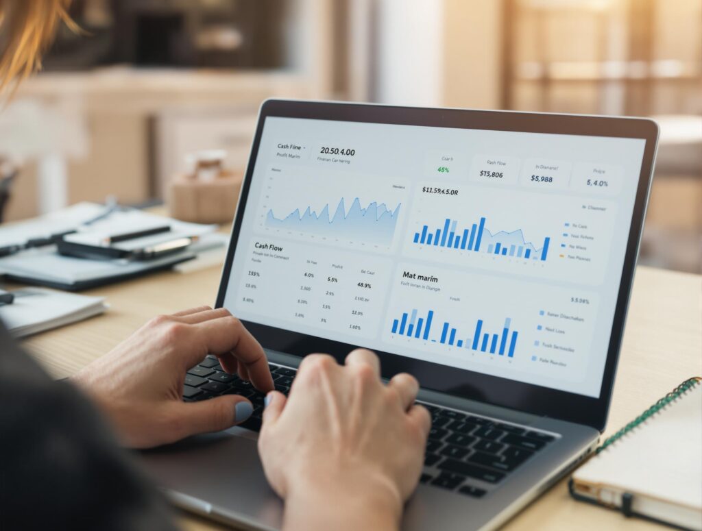 Entrepreneur using accounting automation tools like QuickBooks and Xero to save time with bank feeds and recurring payments.