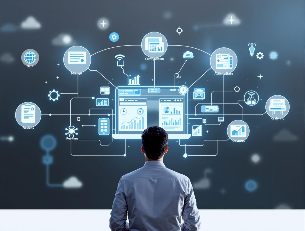 Accountant using integrated software tools for strategic cost tracking during inflation